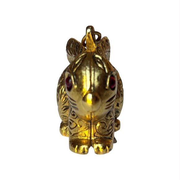 Vintage Max Factor Bunny Rabbit Solid Perfume Charm Aquarius Gold Tone Compact - Picture 7 of 11